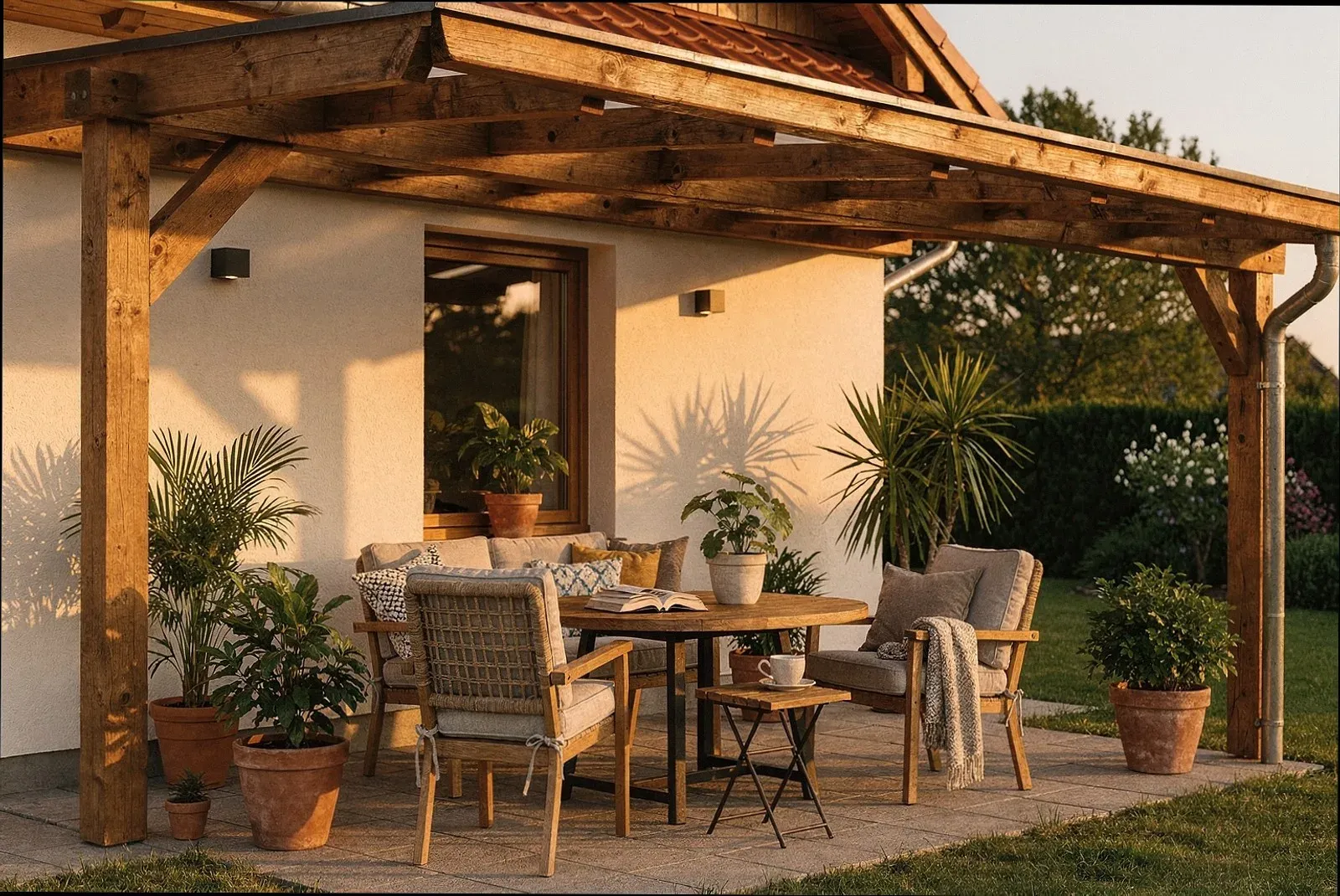 Terrassenüberdachung aus Holz Spenge