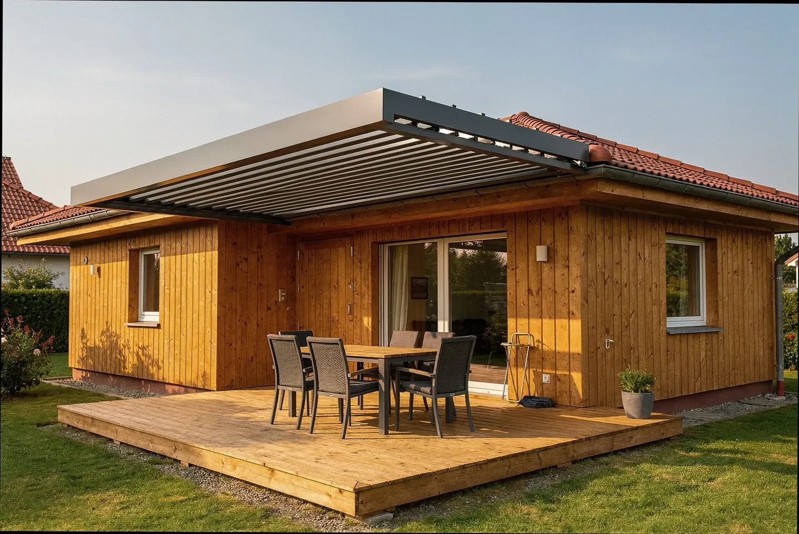Terrassenumbau zur Terrassenüberdachung an einem Einfamilienhaus in Spenge-Lenzinghausen