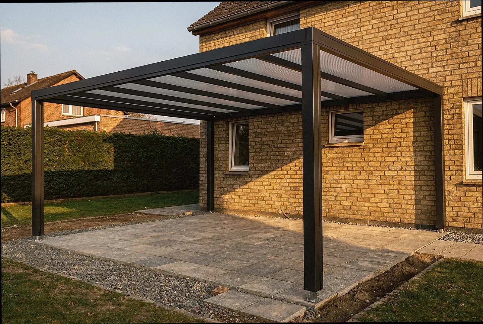 Fertiggestellte Glas-Terrassenüberdachung in Bielefeld